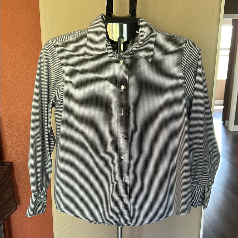 Banana Republic Blue and White Button Down Shirt with Long Sleeves